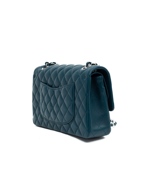 Sac CHANEL Classique bleu canard cuir d'agneau lisse