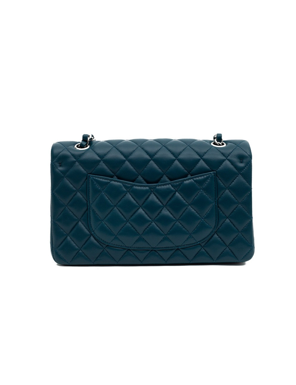 Sac CHANEL Classique bleu canard cuir d'agneau lisse