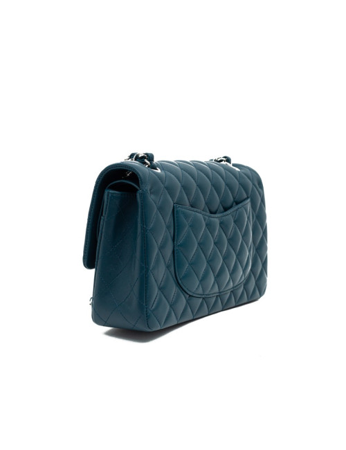 Sac CHANEL bleu canard Cuir d'agneau lisse