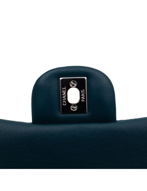 Sac CHANEL Classique bleu canard cuir d'agneau lisse