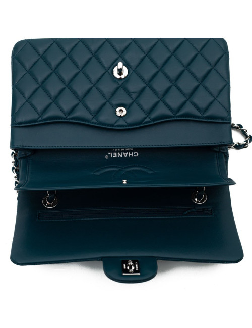 Sac CHANEL bleu canard Cuir d'agneau lisse