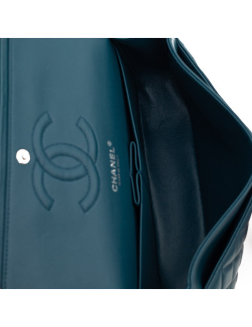 Sac CHANEL bleu canard Cuir d'agneau lisse