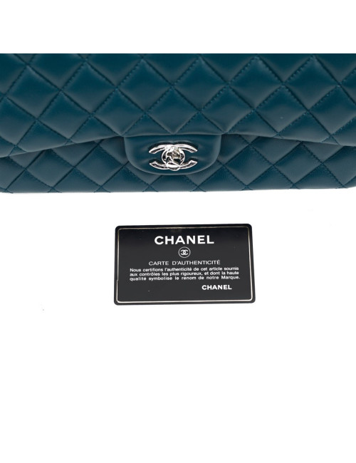 Sac CHANEL bleu canard Cuir d'agneau lisse