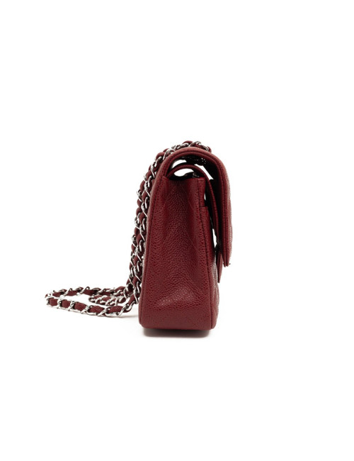 Sac Classique 25 cm CHANEL cuir grainé bordeaux