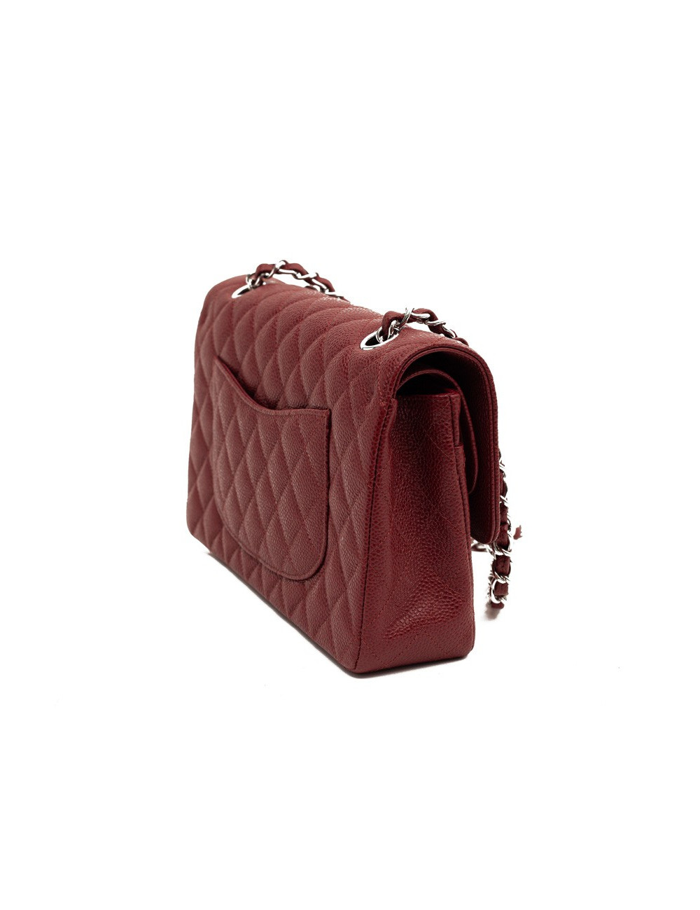 Sac Classique 25 cm CHANEL cuir grainé bordeaux