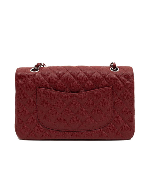 Sac Classique 25 cm CHANEL cuir grainé bordeaux