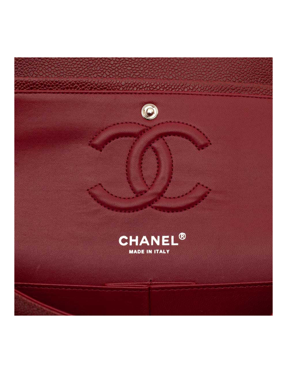 Sac Classique 25 cm CHANEL cuir grainé bordeaux