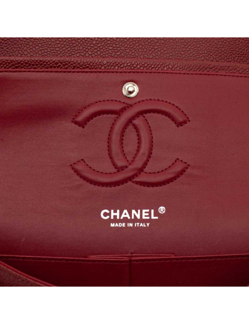Sac Classique 25 cm CHANEL cuir grainé bordeaux
