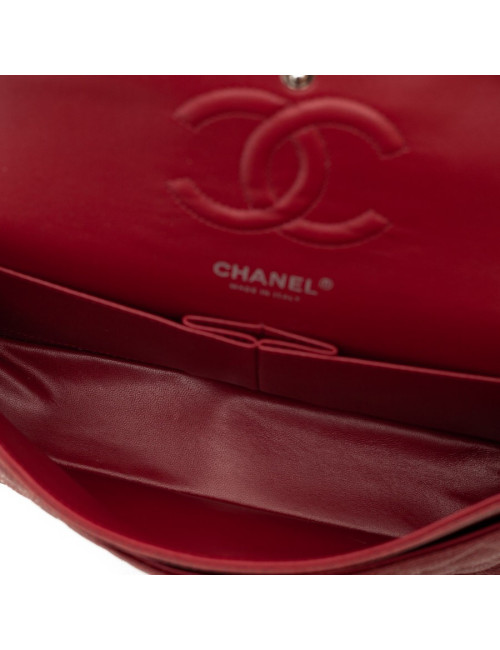 Sac Classique 25 cm CHANEL cuir grainé bordeaux