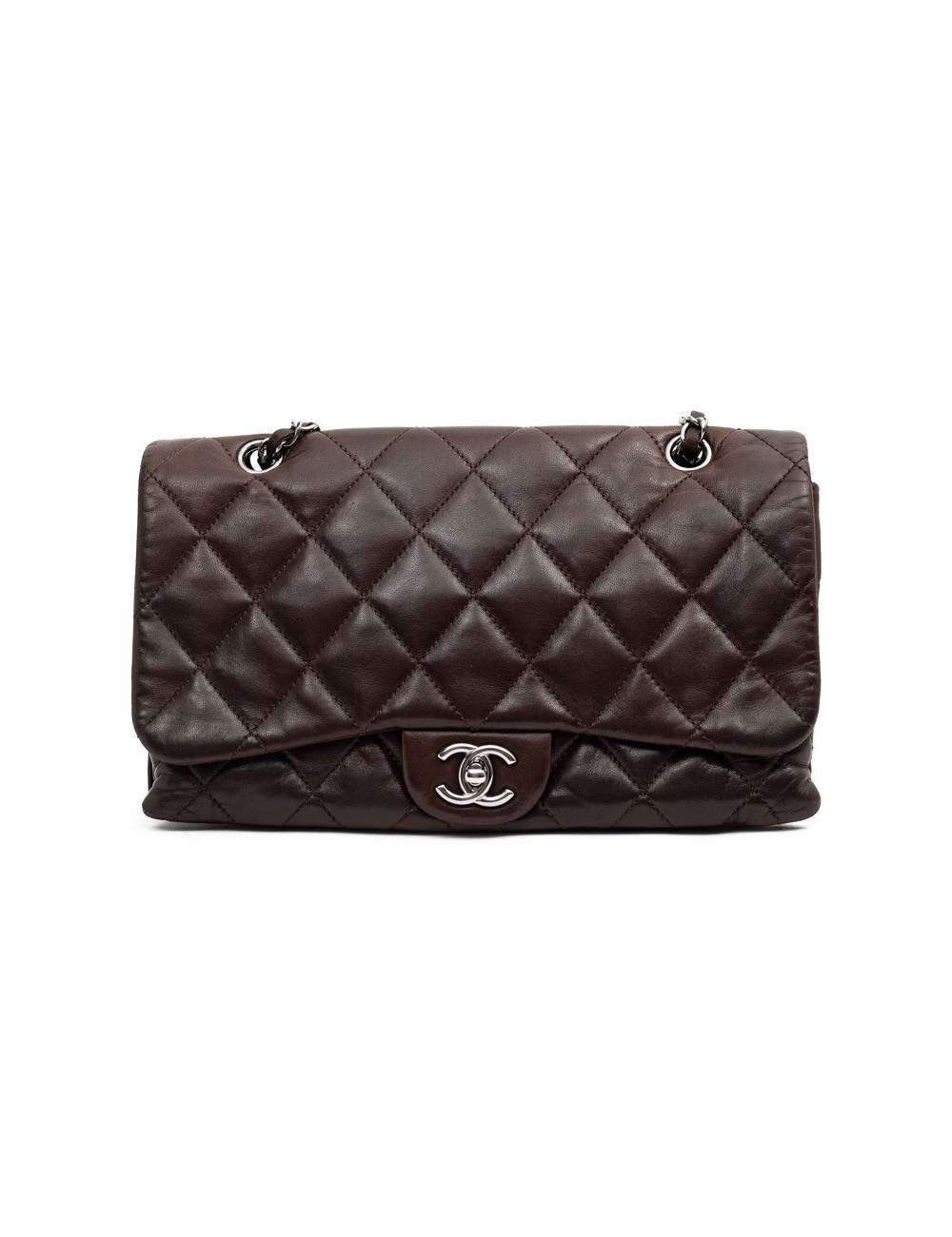 CHANEL sac cuir d'agneaju marron