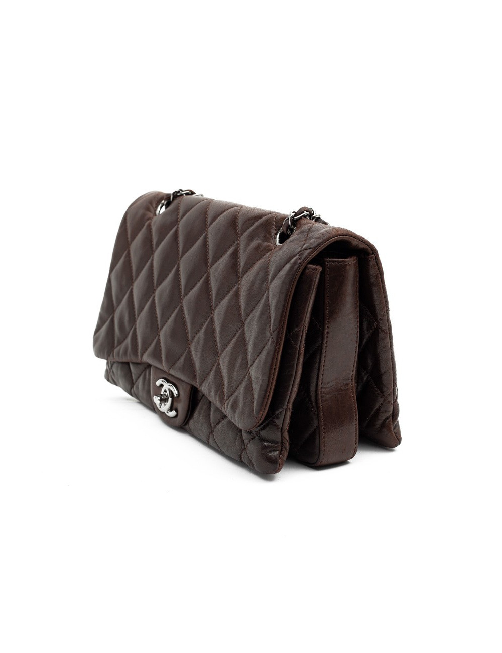 CHANEL sac cuir d'agneaju marron