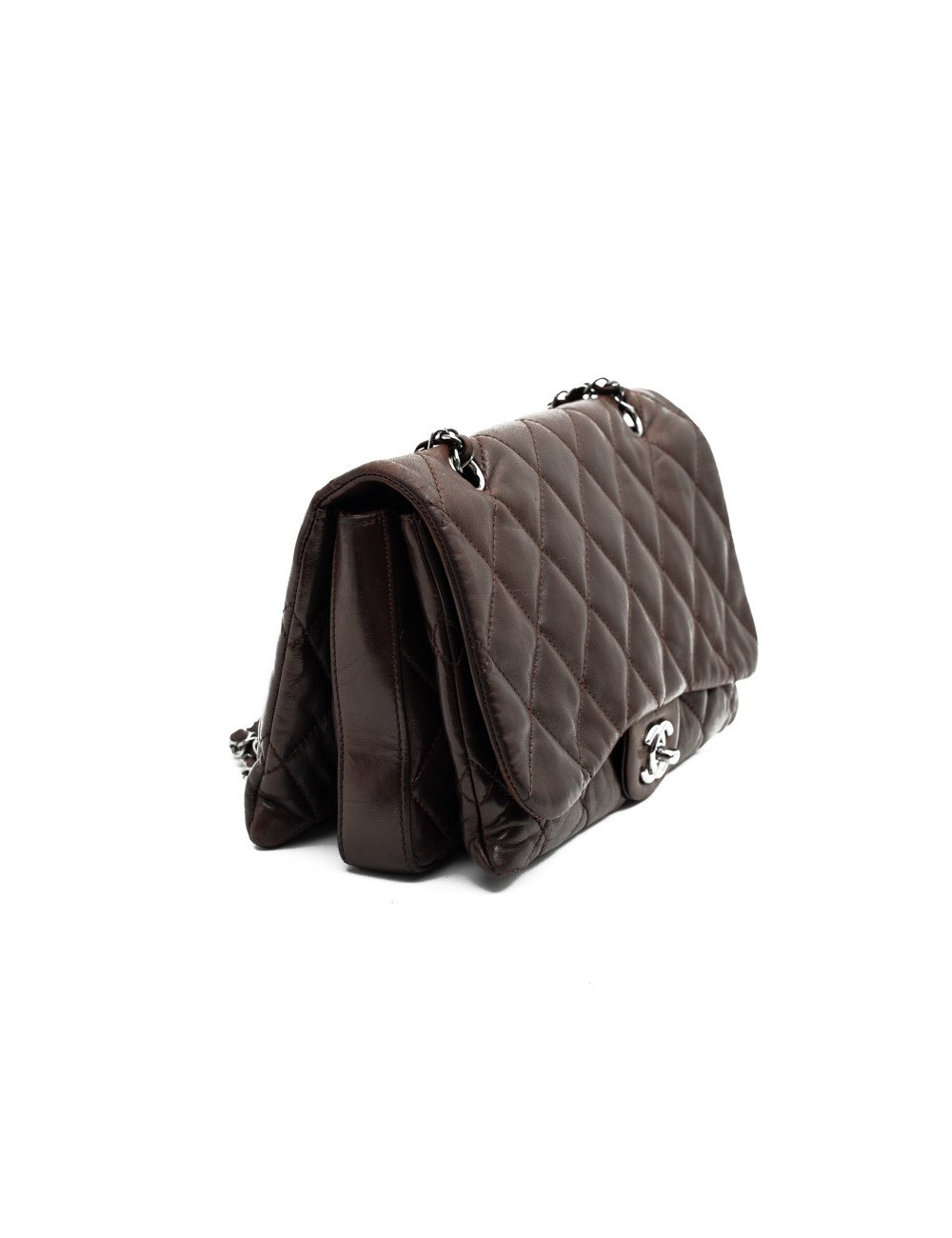 CHANEL sac cuir d'agneaju marron