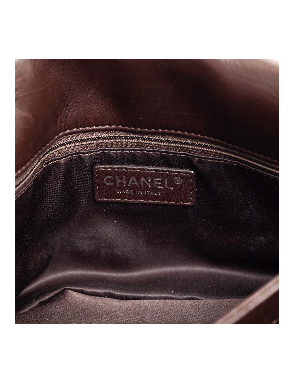 CHANEL sac cuir d'agneaju marron