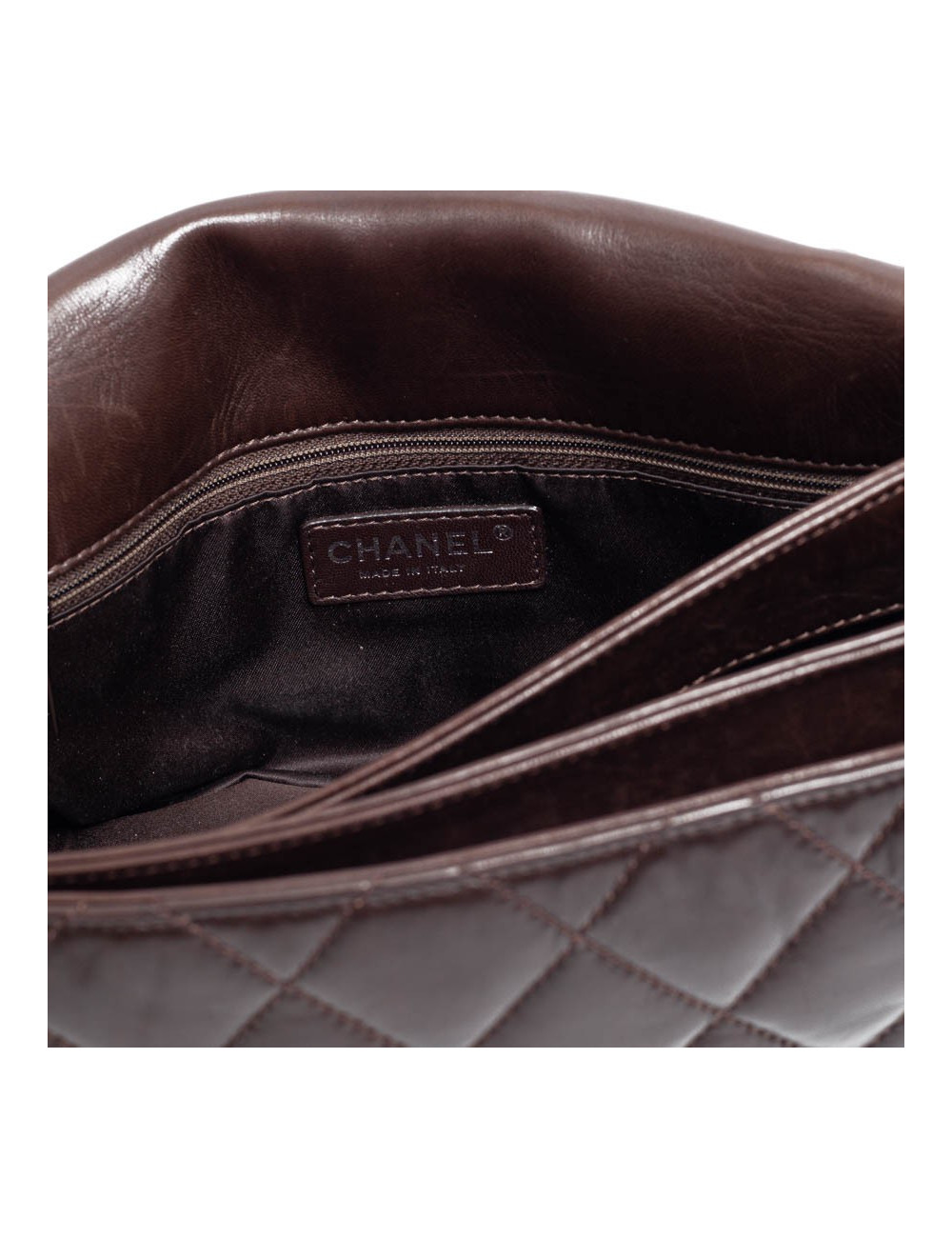 CHANEL sac cuir d'agneaju marron