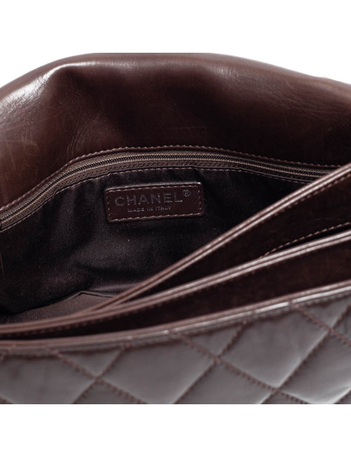 CHANEL sac cuir d'agneaju marron