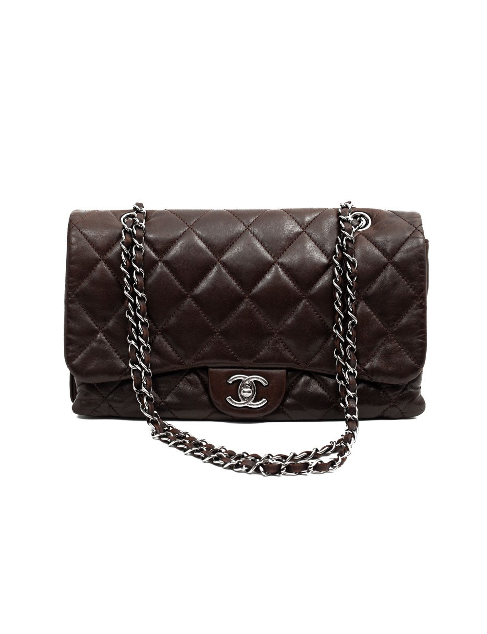 CHANEL sac cuir d'agneaju marron