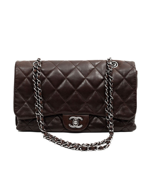CHANEL sac cuir d'agneaju marron