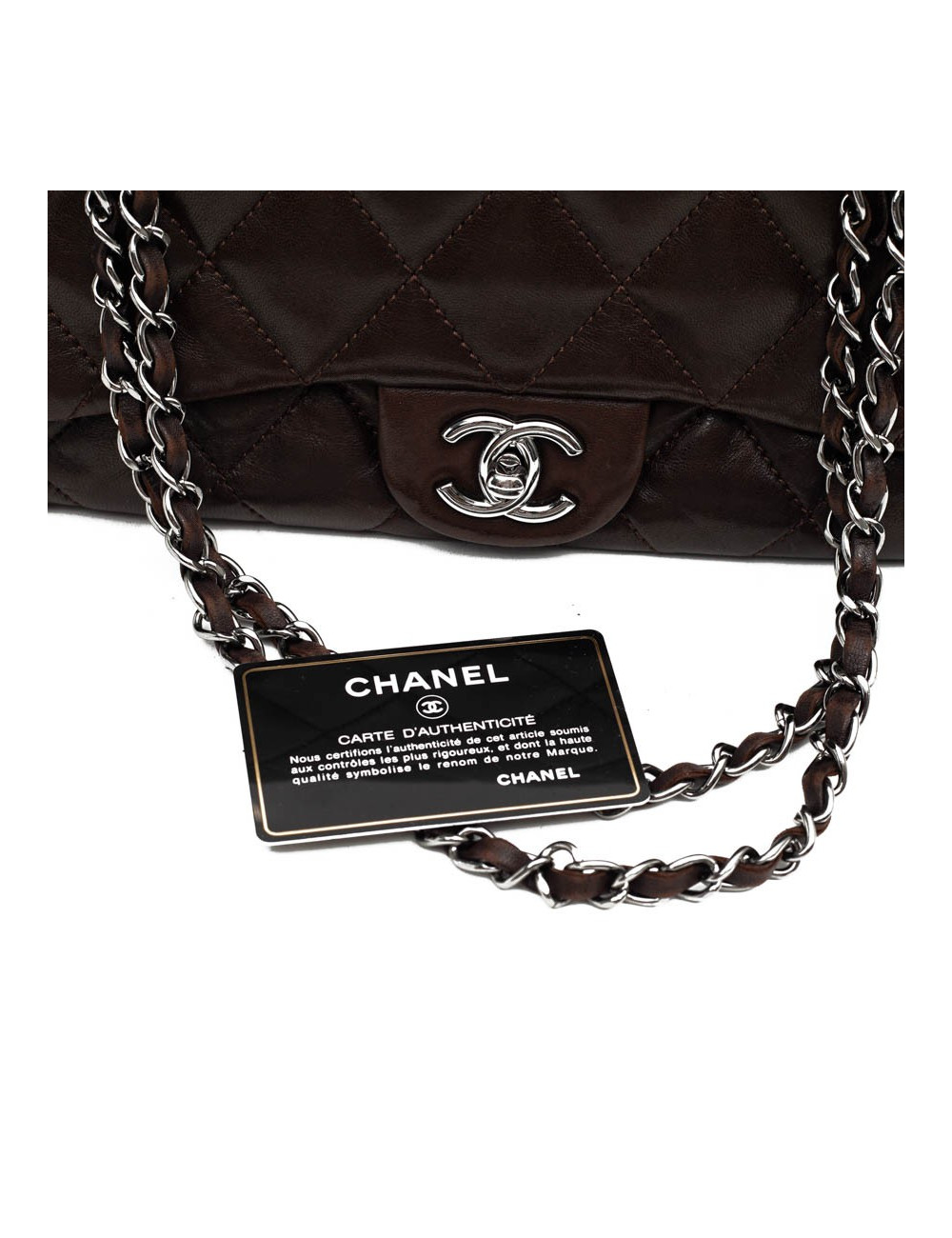 CHANEL sac cuir d'agneaju marron