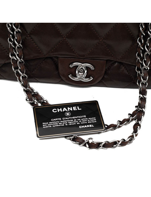 CHANEL sac cuir d'agneaju marron
