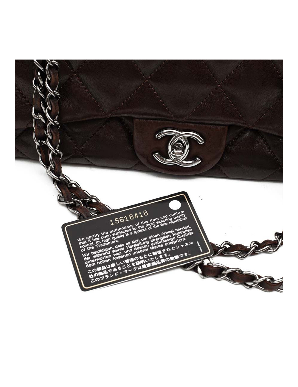 CHANEL sac cuir d'agneaju marron