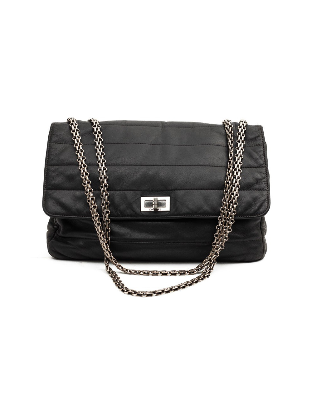 CHANEL sac en cuir souple noir