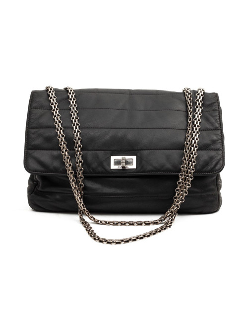 CHANEL sac en cuir souple noir