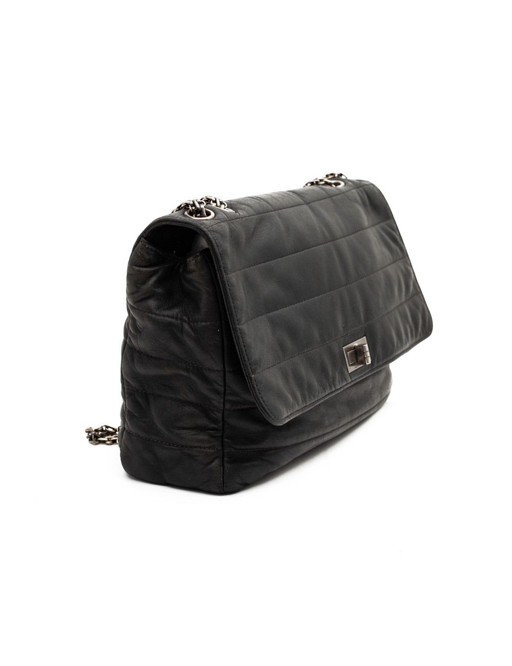 CHANEL sac en cuir souple noir