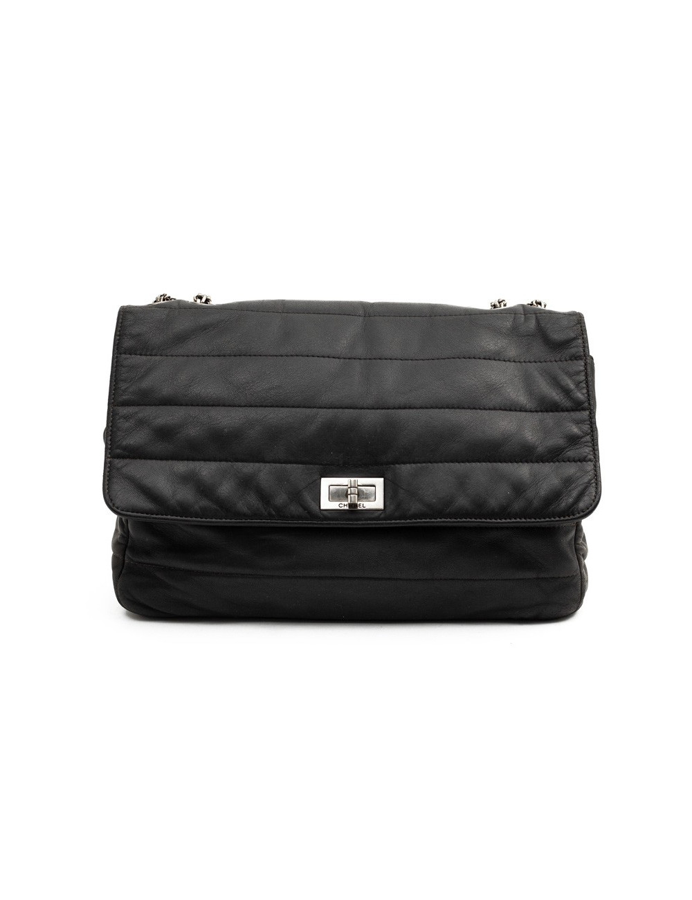 CHANEL sac en cuir souple noir