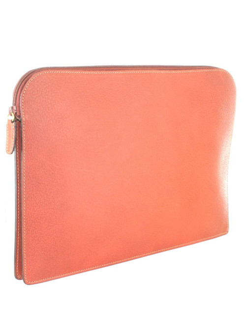 Porte-documents GUCCI en cuir grainé marron à zip