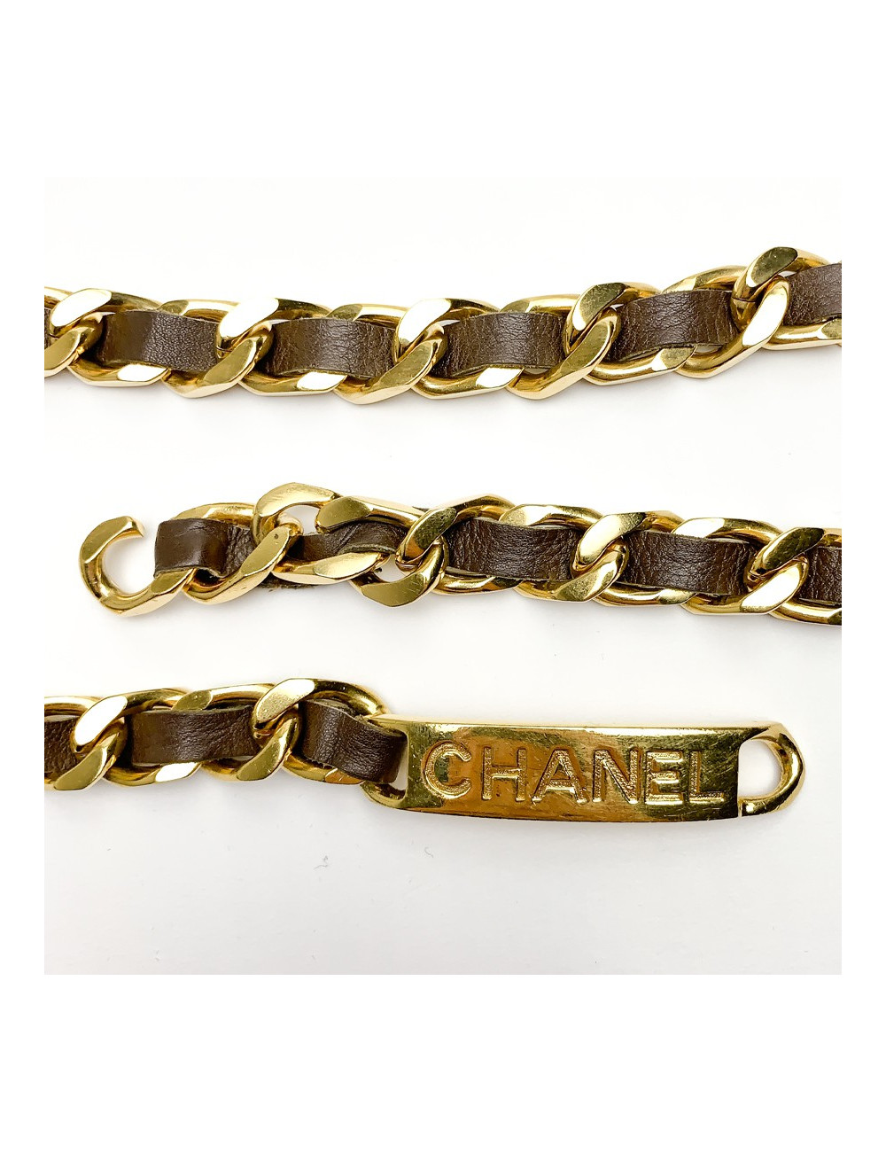 Chanel brown leather belt 