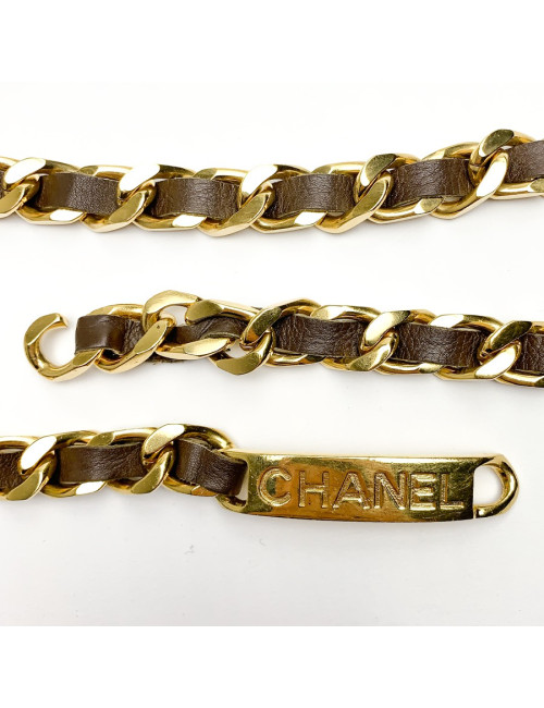 Chanel brown leather belt 
