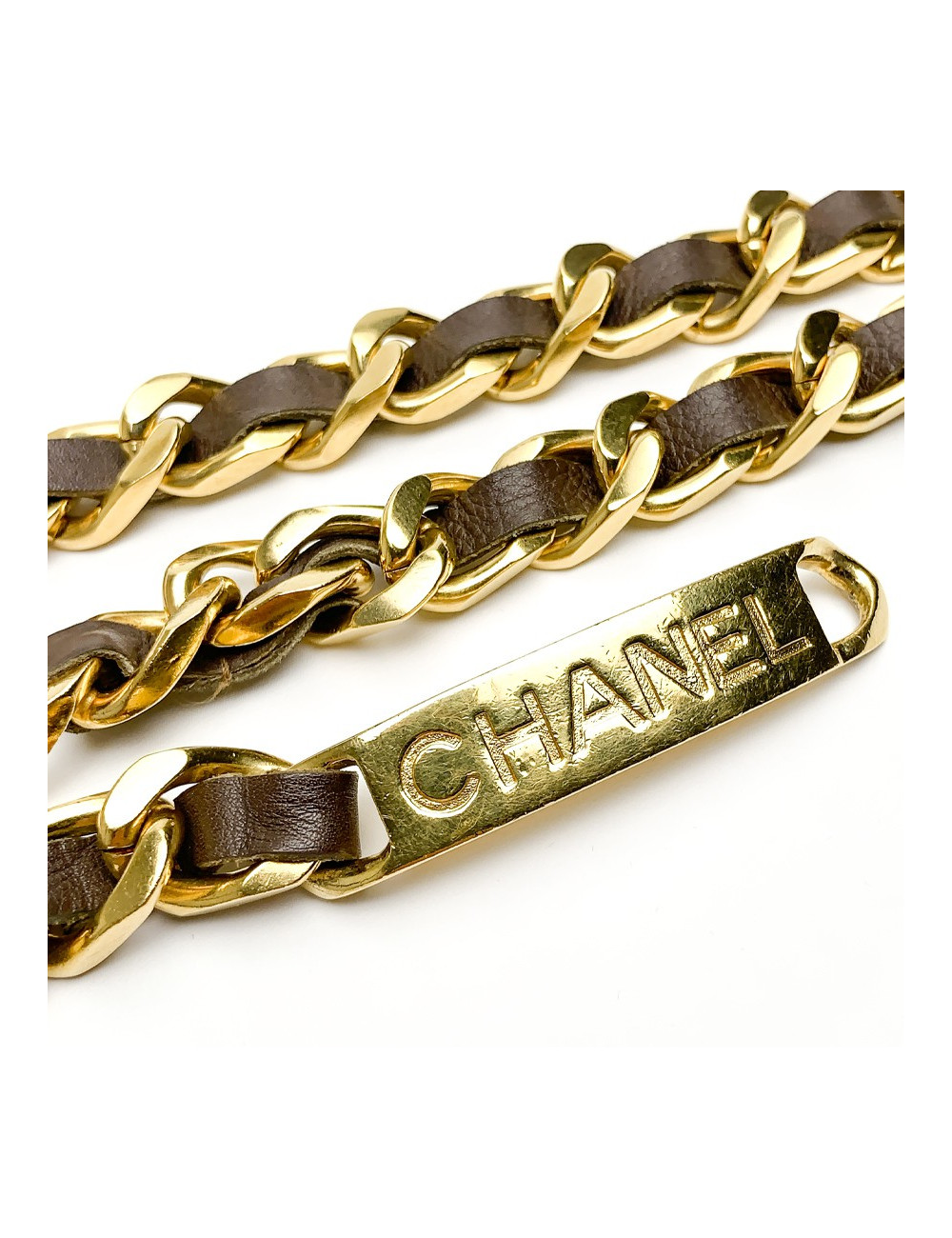 Chanel brown leather belt 