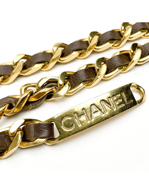 CHANEL ceinture cuir marron et chaîne vintage