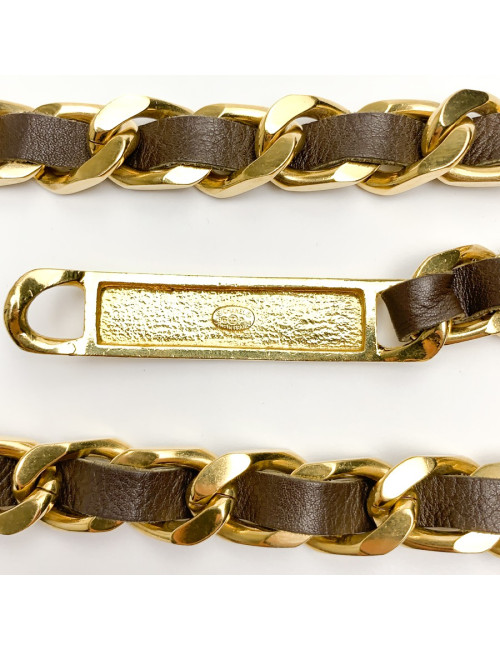 CHANEL ceinture cuir marron et chaîne vintage