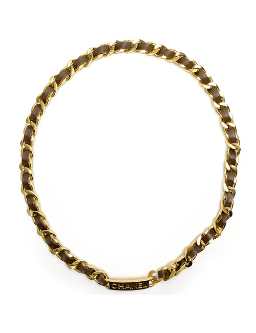 CHANEL ceinture cuir marron et chaîne vintage