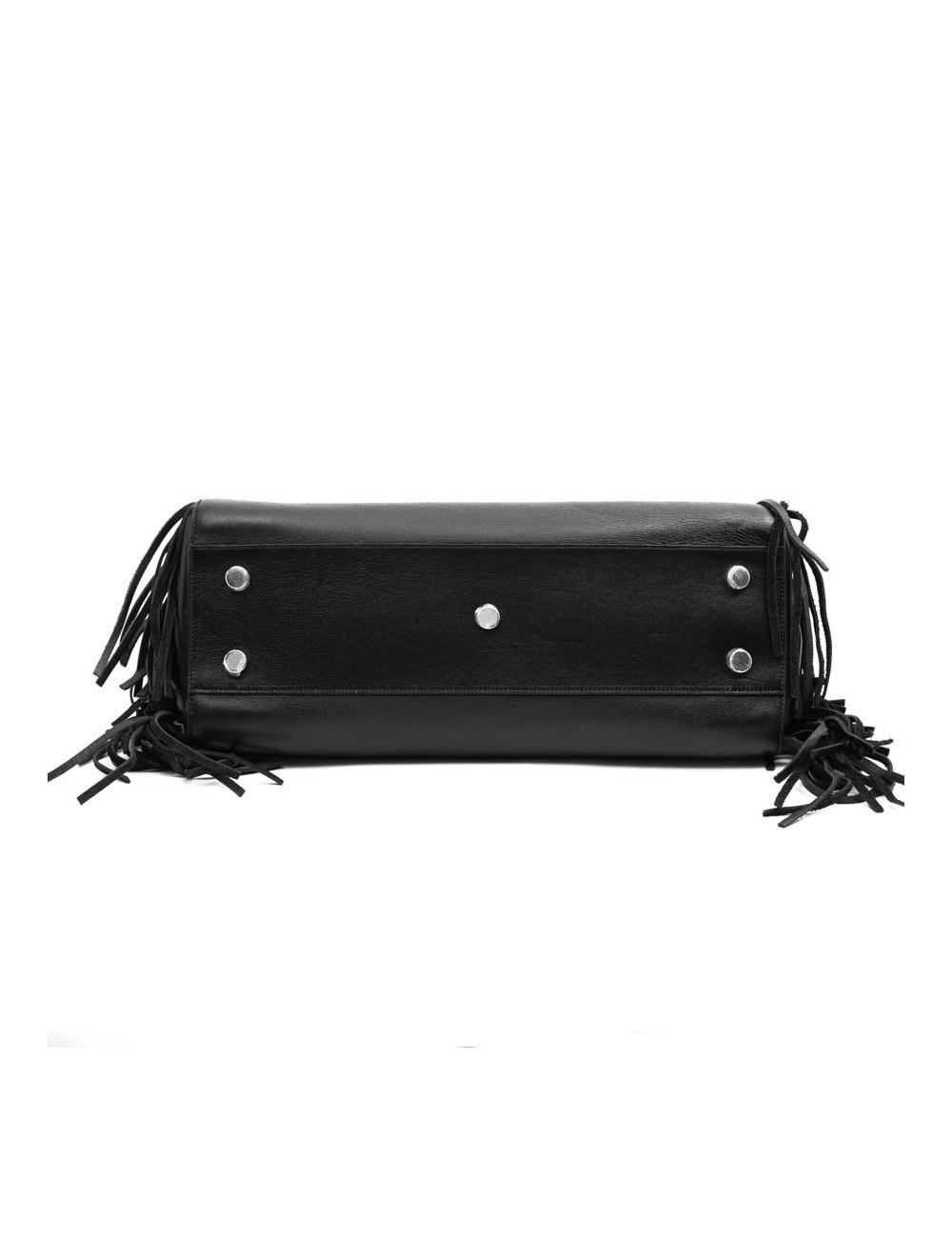 YSL sac à franges cuir lisse noir