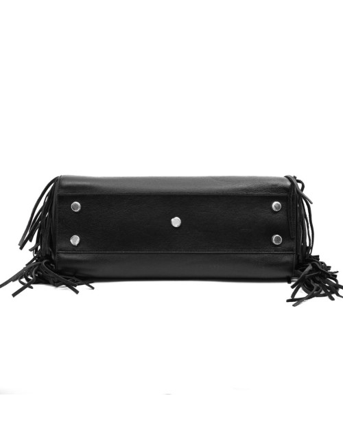 YSL sac à franges cuir lisse noir