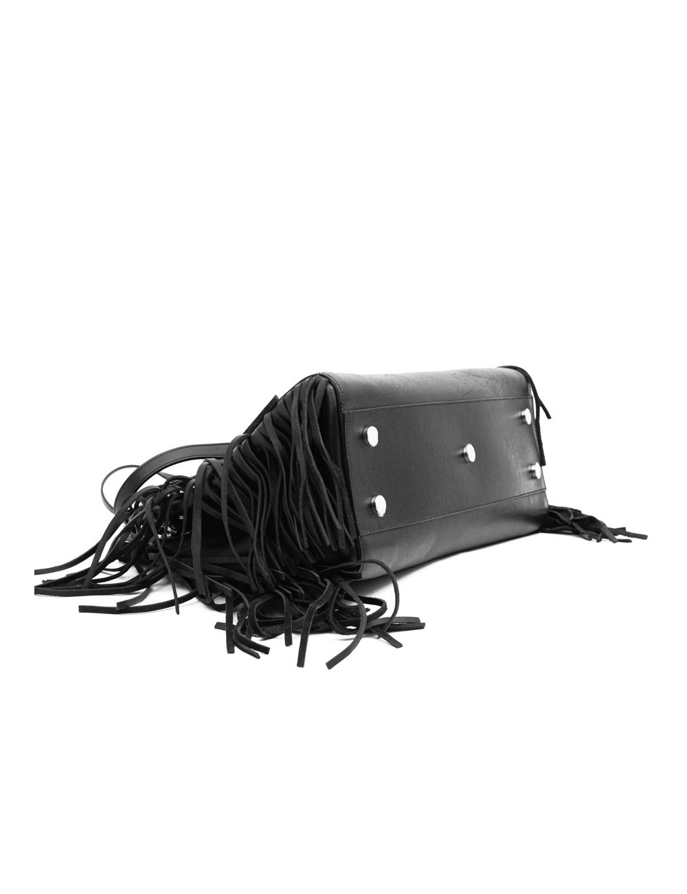 YSL sac à franges cuir lisse noir