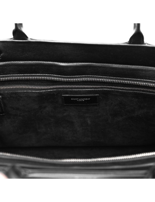 Grand sac Shopping YSL à franges cuir noir