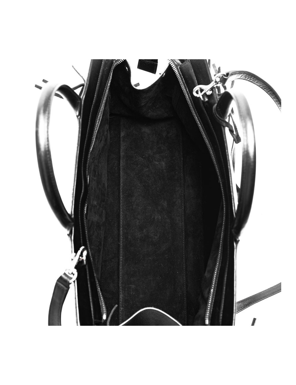 YSL sac à franges cuir lisse noir