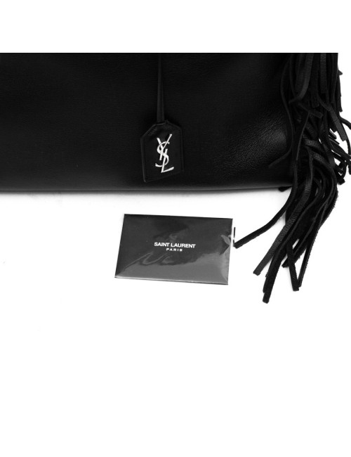 YSL sac à franges cuir lisse noir