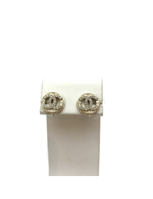 Boucles d'oreille CHANEL Cips CC strass