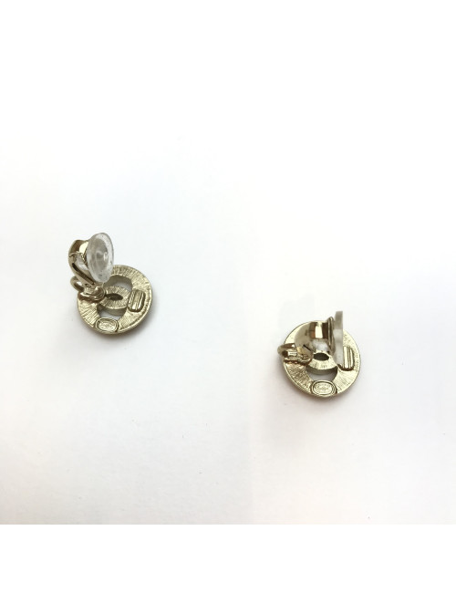 Boucles d'oreille CHANEL Cips CC strass