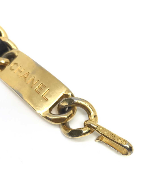 Ceinture Vintage CHANEL chaine entrelacée de cuir noir