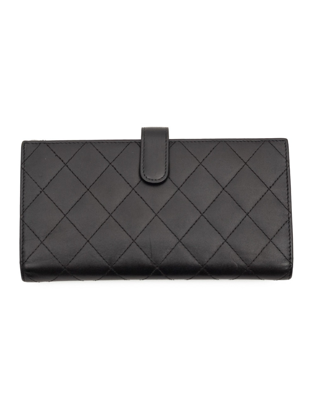Portefeuille CHANEL En cuir matelassé noir 
