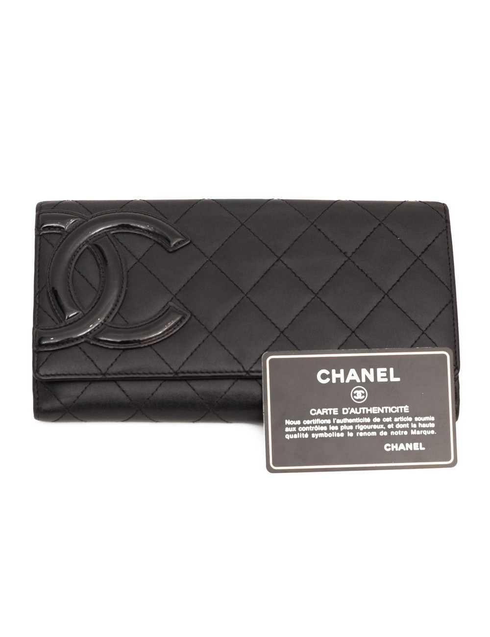 Portefeuille CHANEL En cuir matelassé noir 