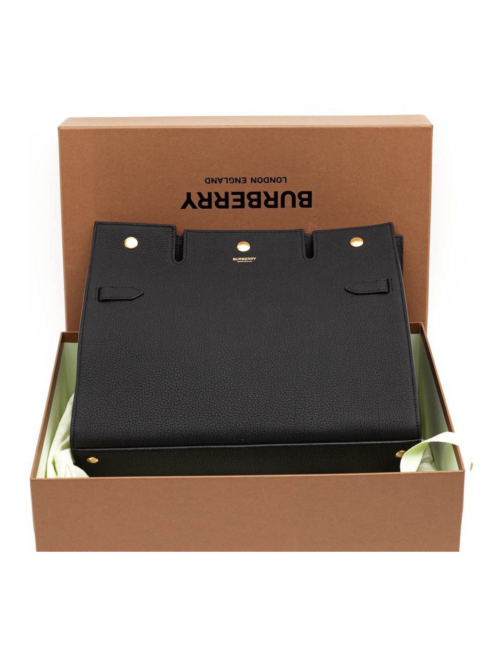 Sac Title BURBERRY TM cuir grainé noir