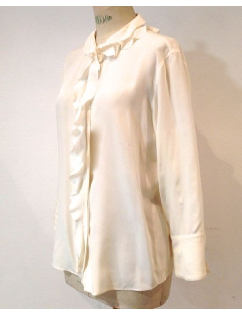 Chemisier CHANEL en soie écru T 