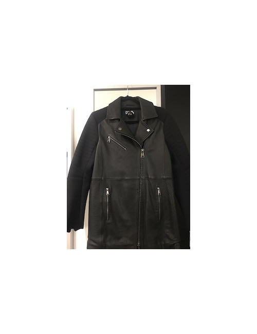 Veste longue KARL LAGERFELD cuir noir