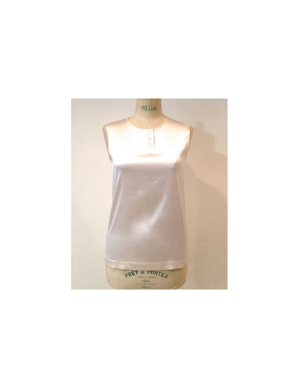 Top CHANEL en soie blanc sans manches T 38